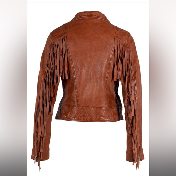 Mauritius Zoe RF Leather Jacket, Burnt Orange - Picture 3 of 8